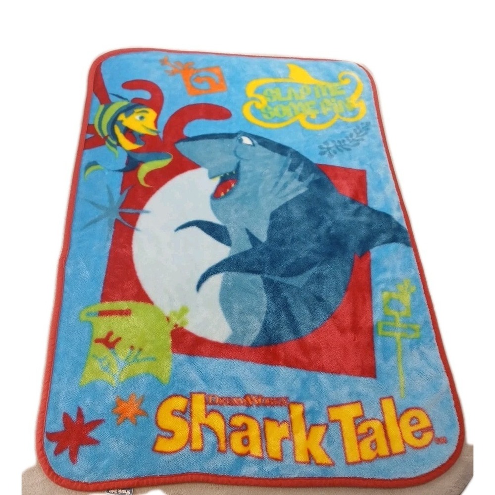 Vintage 2004 Dreamworks Shark Tale Oscar Lenny Toddler Throw Blanket Y2K